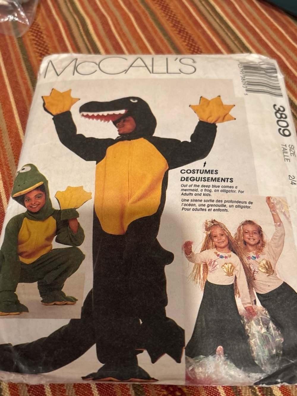 McCall's Kids Black and Yellow Alligator Costume Pattern
